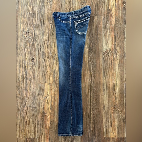 Wrangler Rock 47 Ultra Low Rise Jeans 7x36 Western Biker Thick Stitch Whiskering - Picture 3 of 14